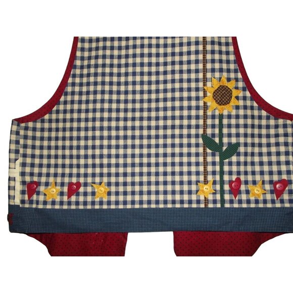 Retro Vest Womens Medium handmade Sunflower plaid Patchwork Country Primitive - Picture 6 of 9
